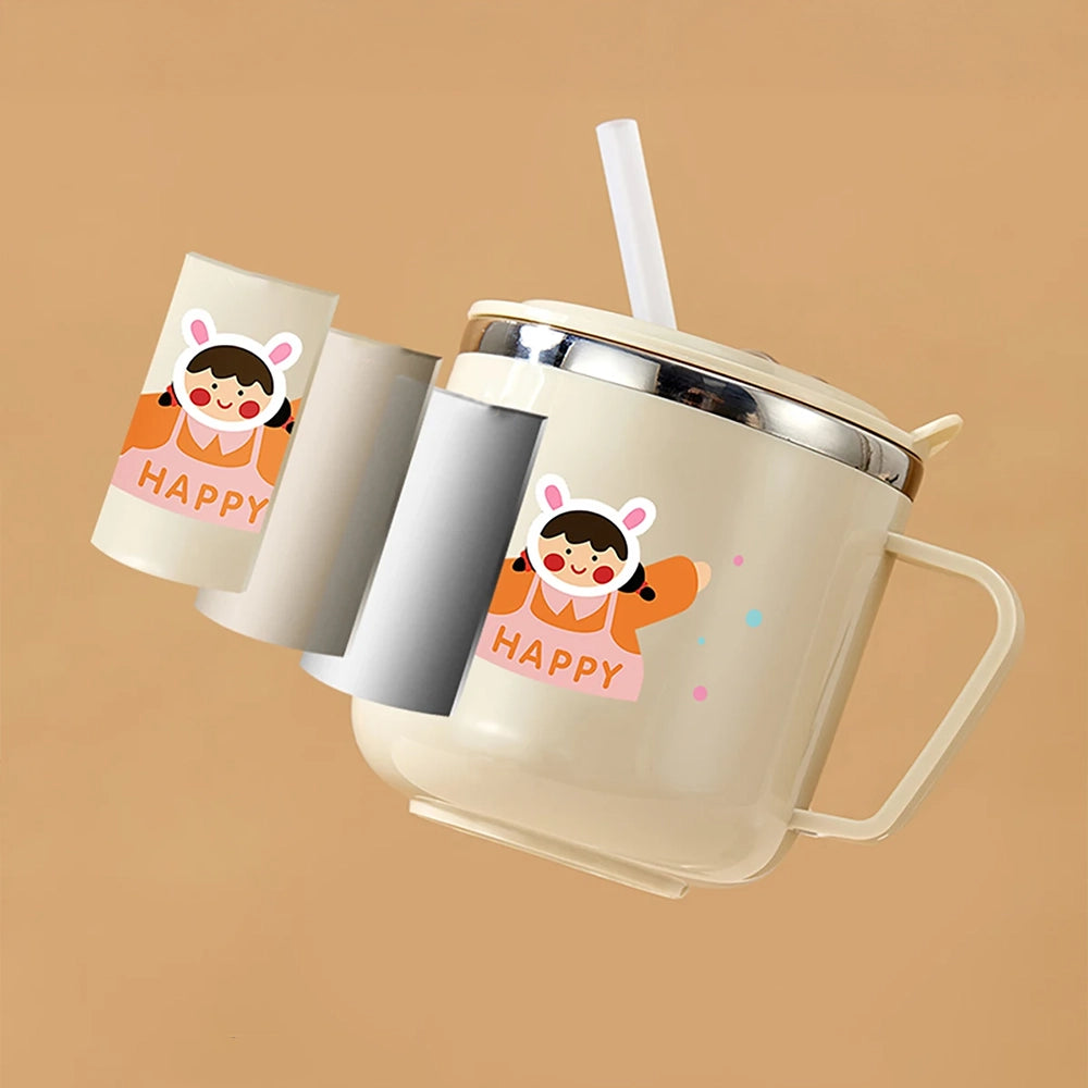 tasse enfant inox avec paille mignon