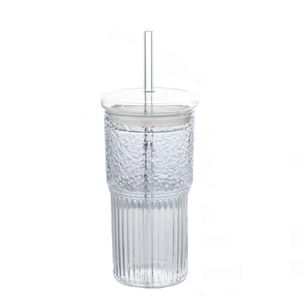 verre avec couvercle et paille transparent