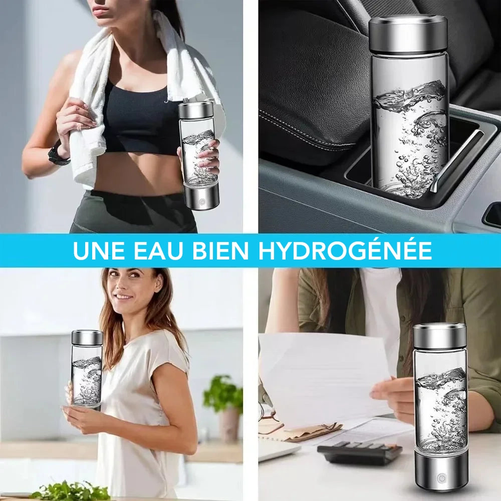 Femme avec gourde à hydrogène