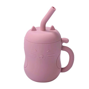 Gobelet gourde rose chat avec paille