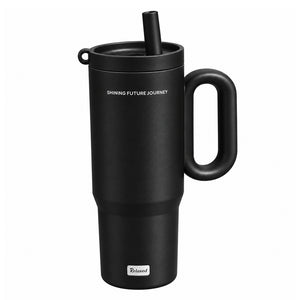 Gourde gobelet isotherme noir avec paille