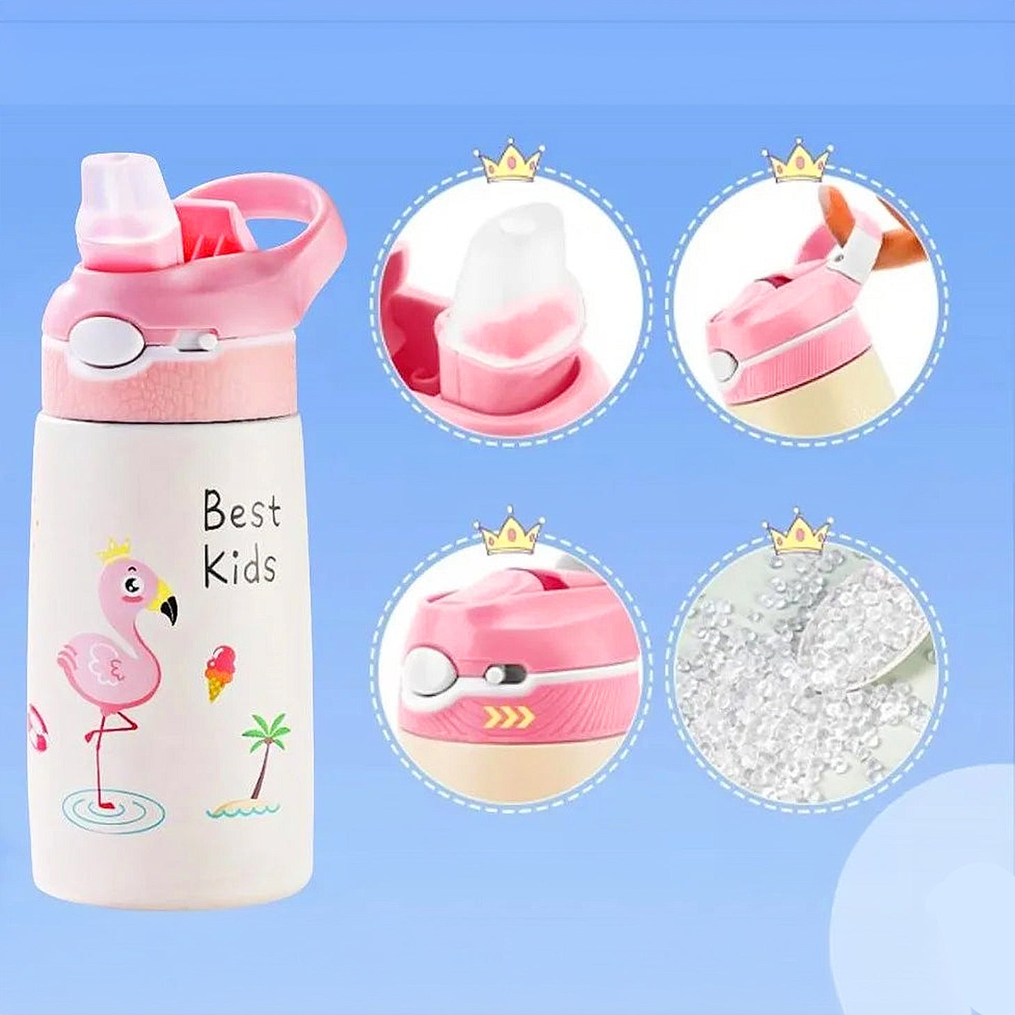 Gourde en inox flamant rose enfant