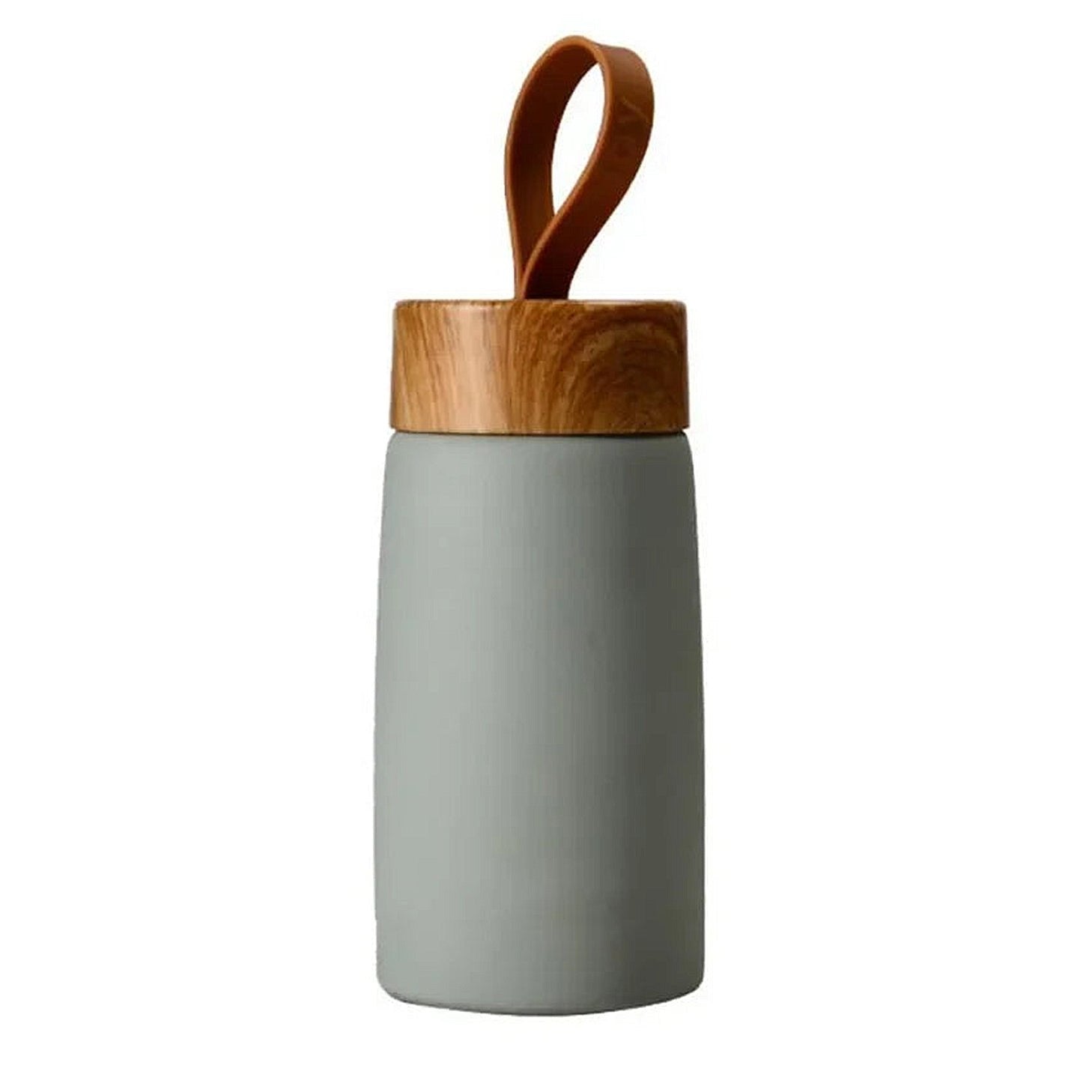 Gourde en inox vert pastel avec bouchon en bois