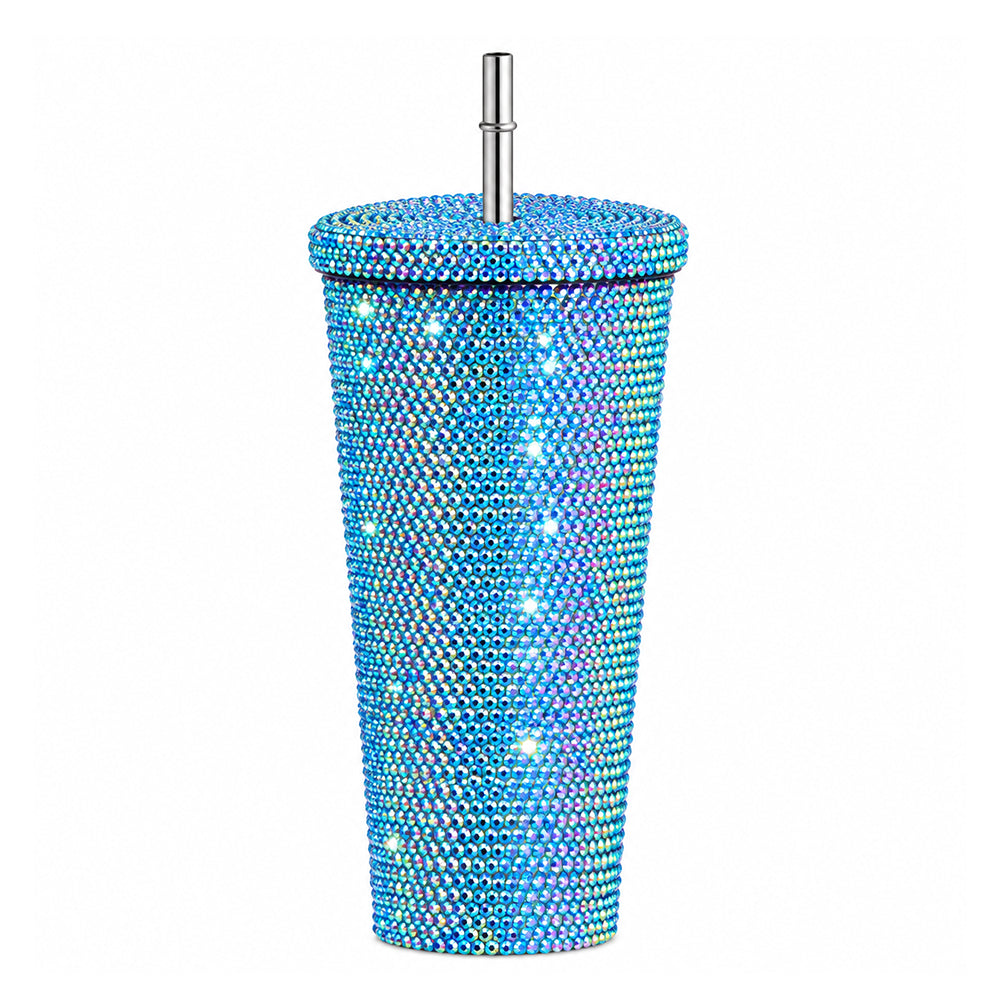 Gourde gobelet bleu avec strass