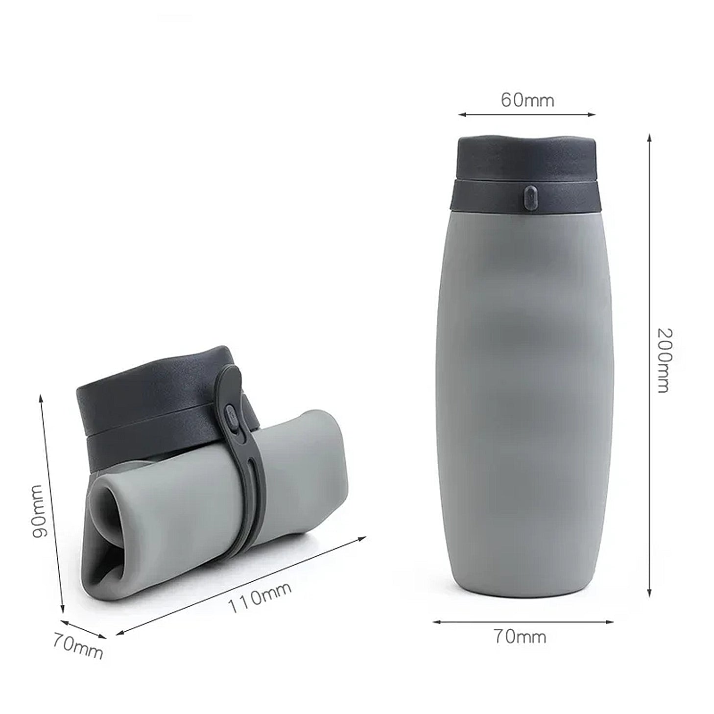 Gourde pliable 600ml grise
