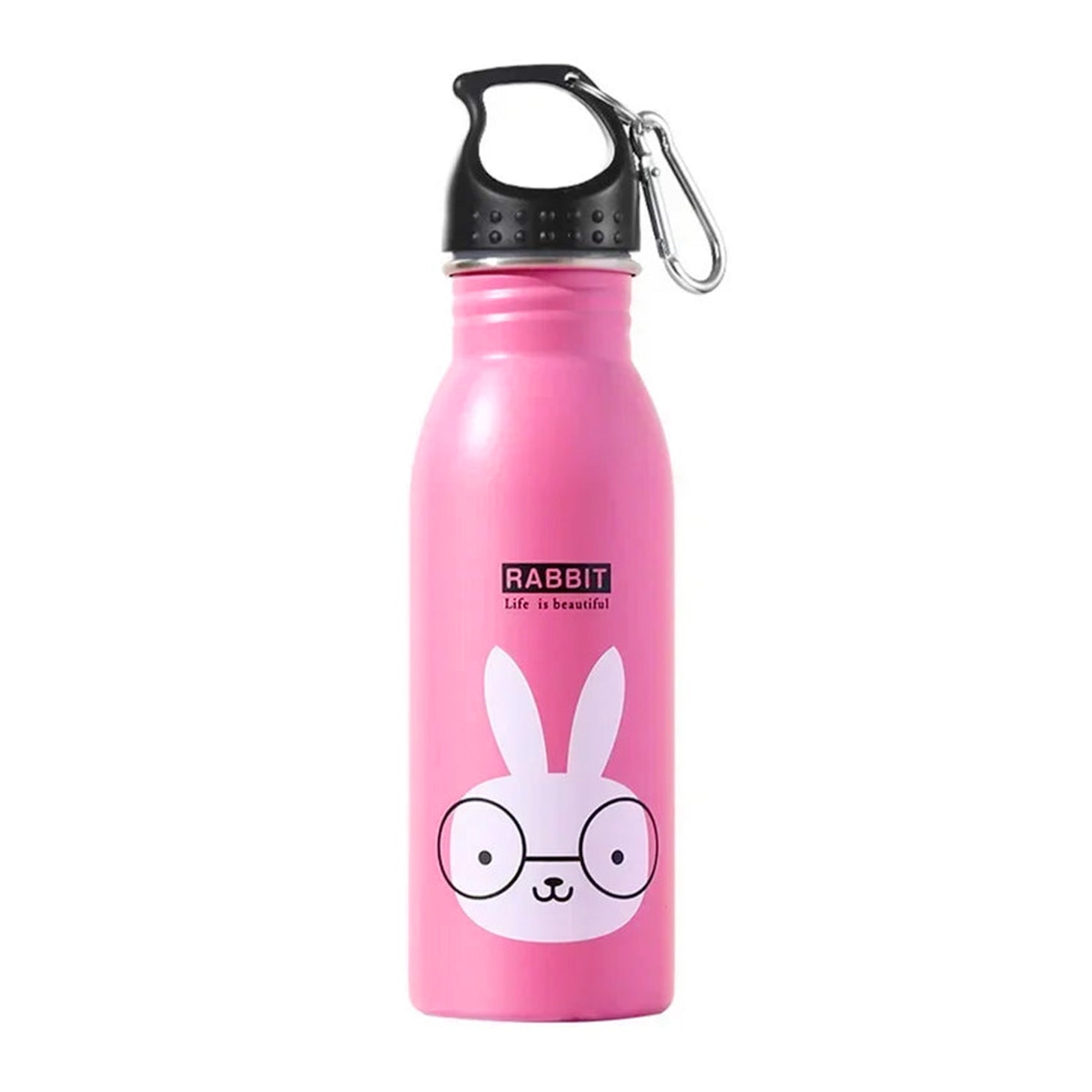 Gourde lapin rose pour enfant en inox