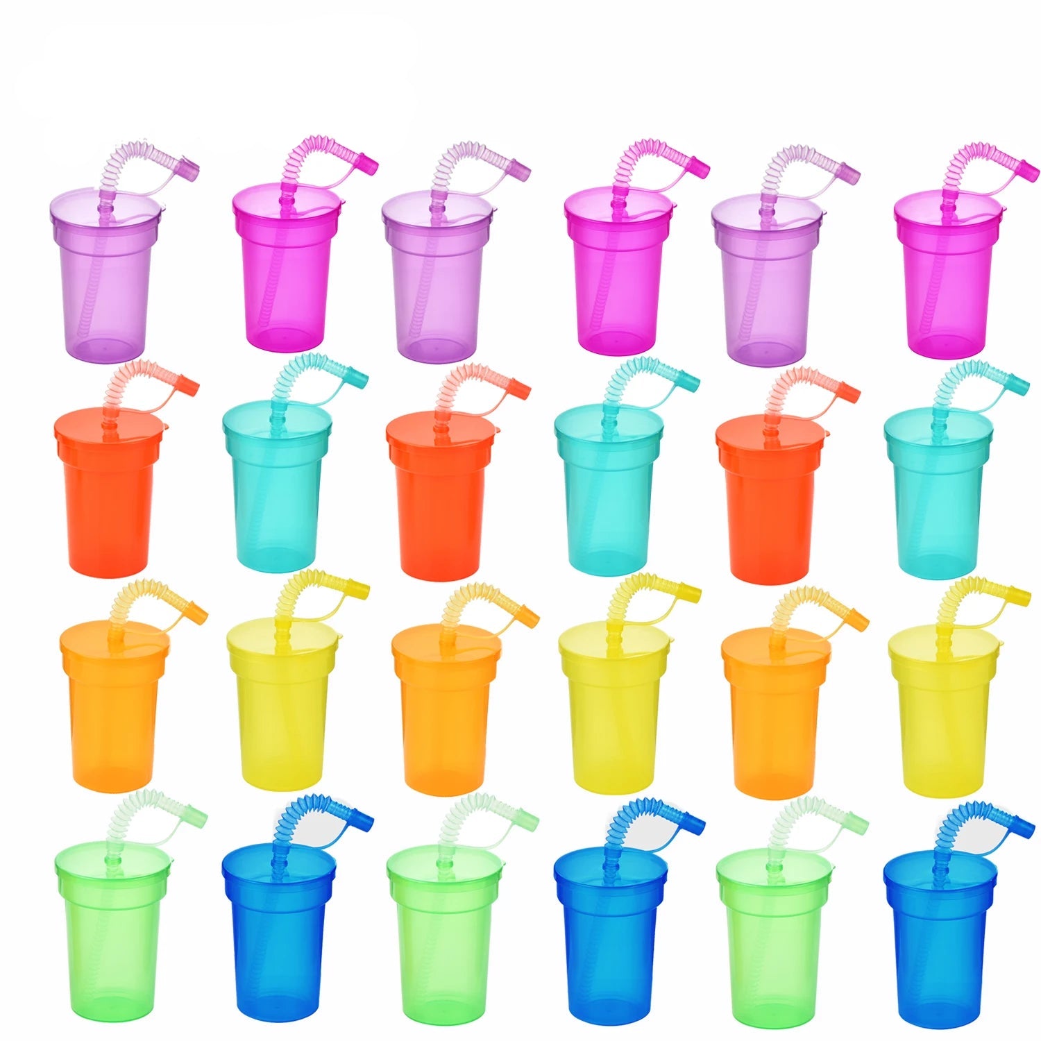 lot de 24 gobelets avec pailles et couvercles