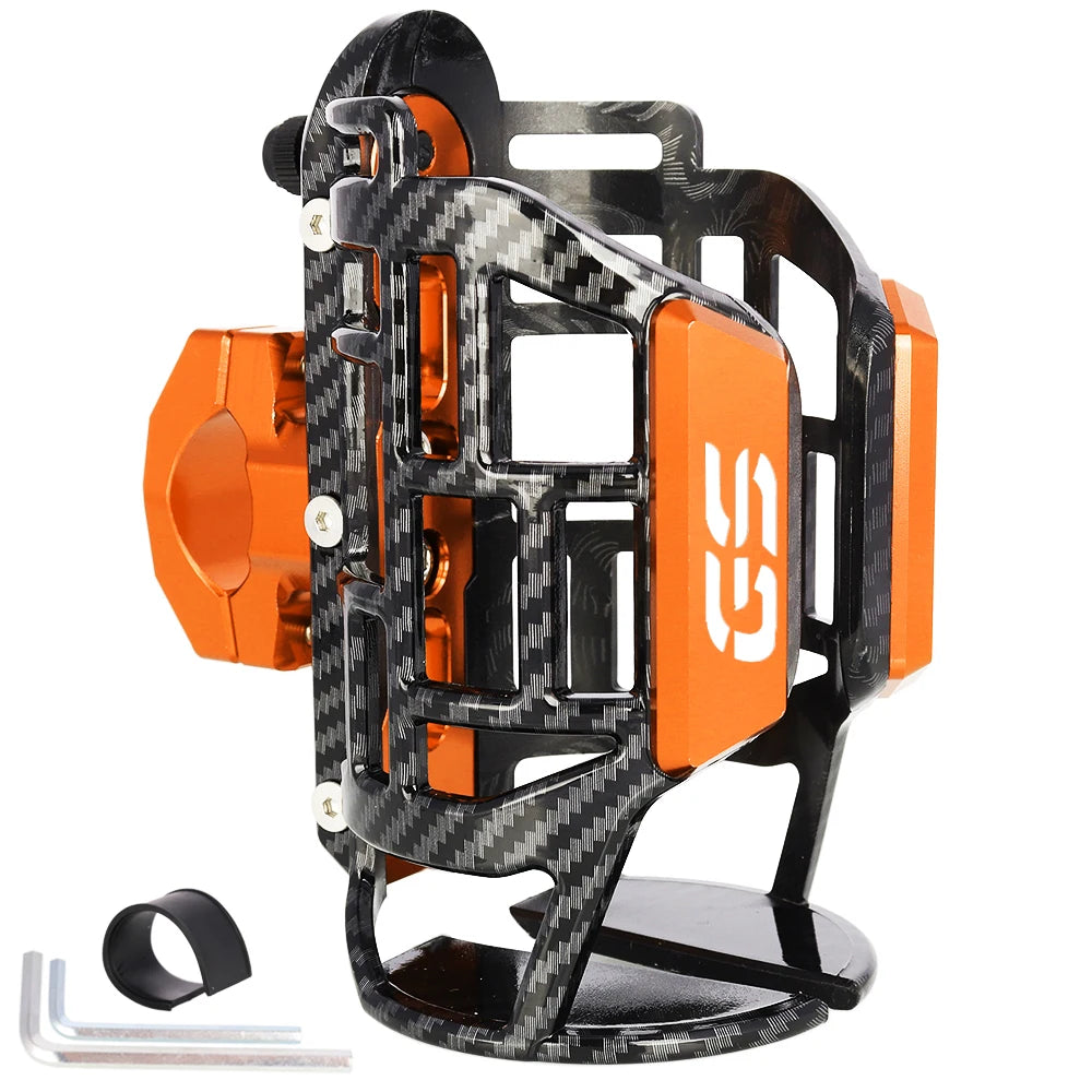 Support bouteille carbone tressé orange