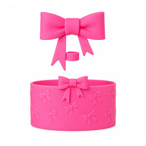 base silicone et couvre paille noeud rose