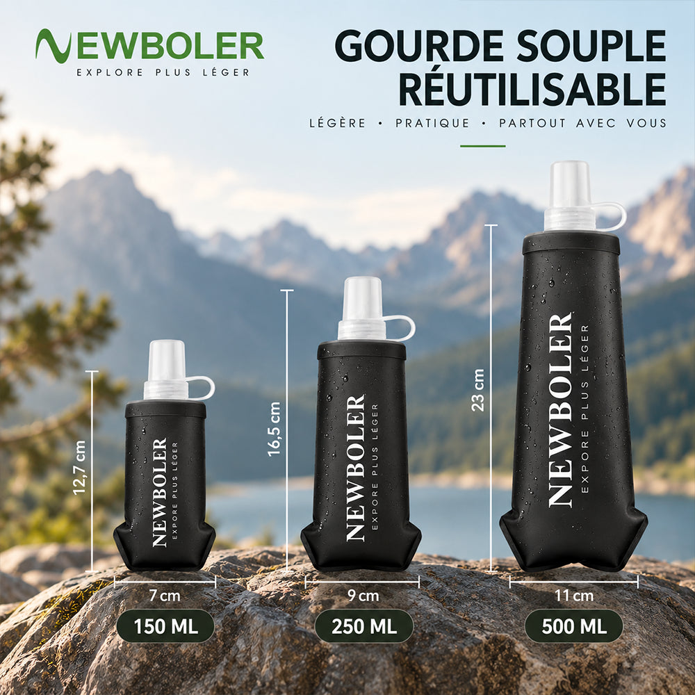 bouteille réutilisable souple noire