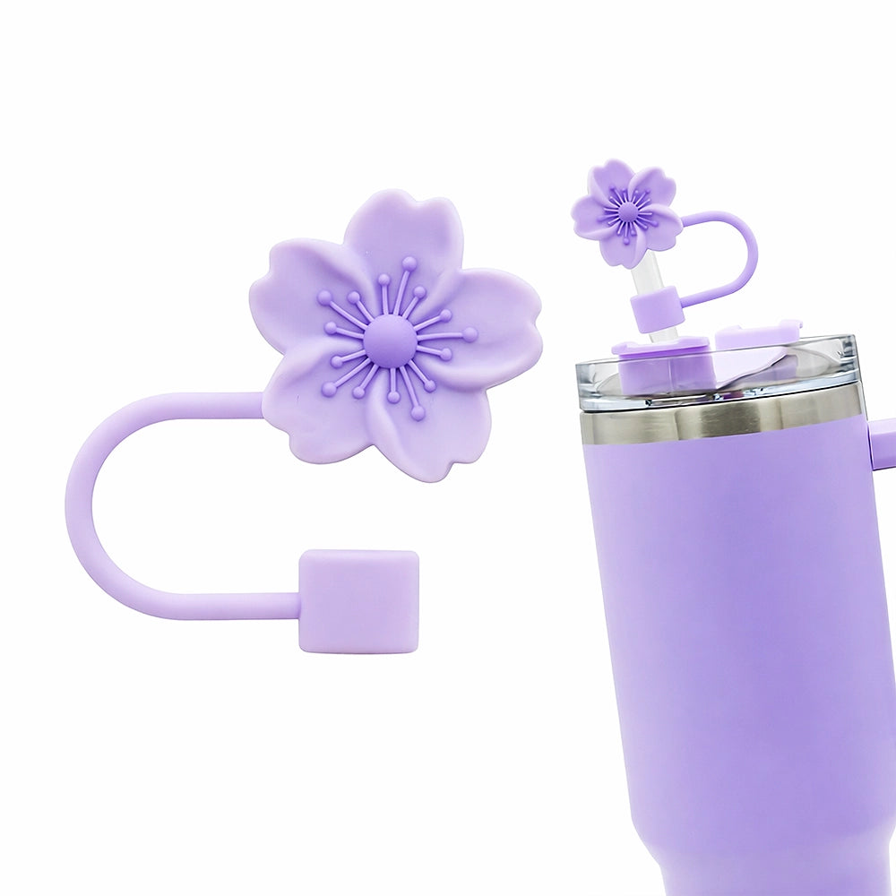 couvre paille fleurs de cerisier violette