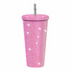 gobelet rose strass avec paille