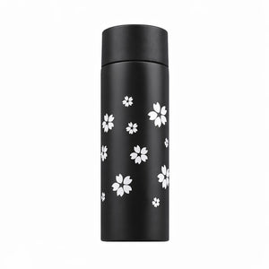 gourde 120ml noire avec motif fleurs