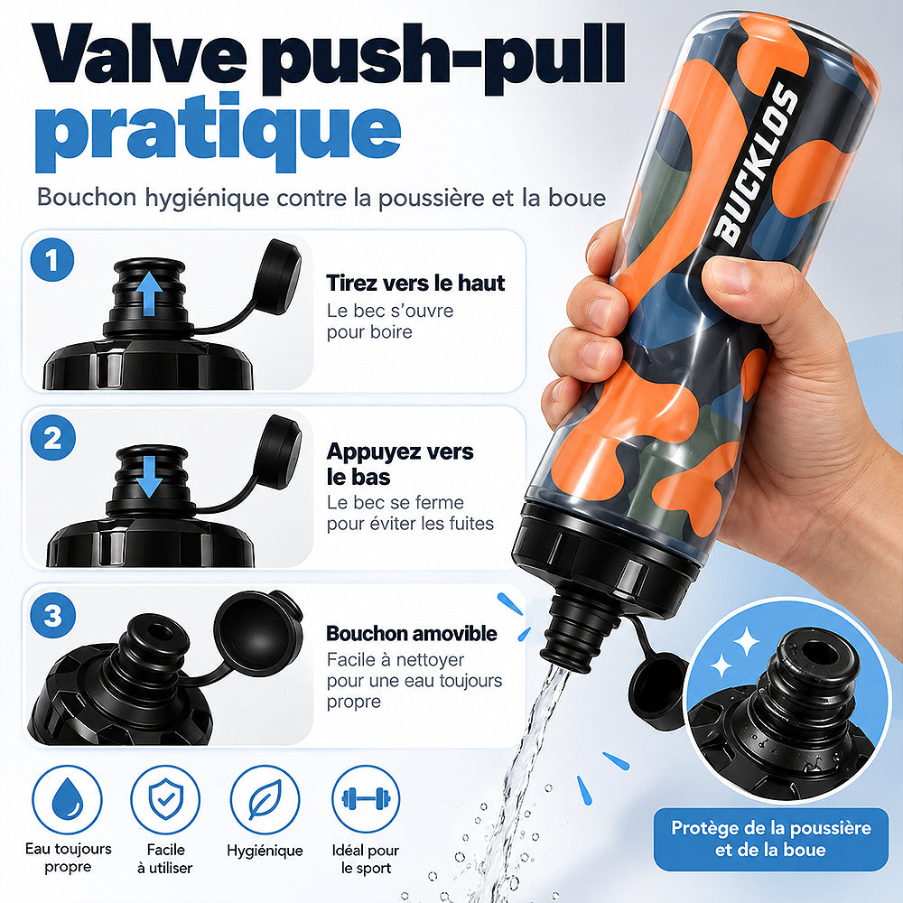 gourde avec système de valve et protection