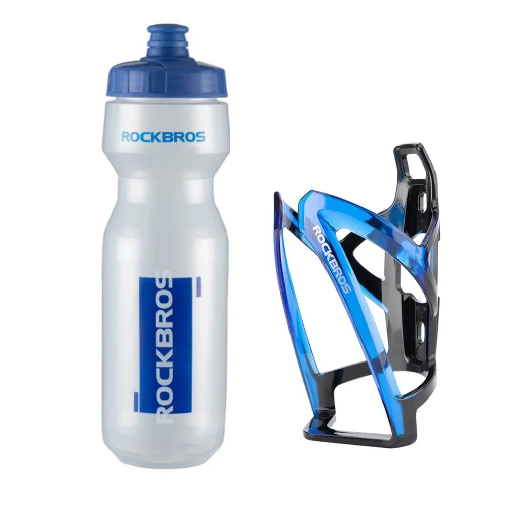gourde bleu de cyclisme avec support vélo inclus