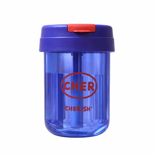 gourde bleu et rouge avec paille 330ml
