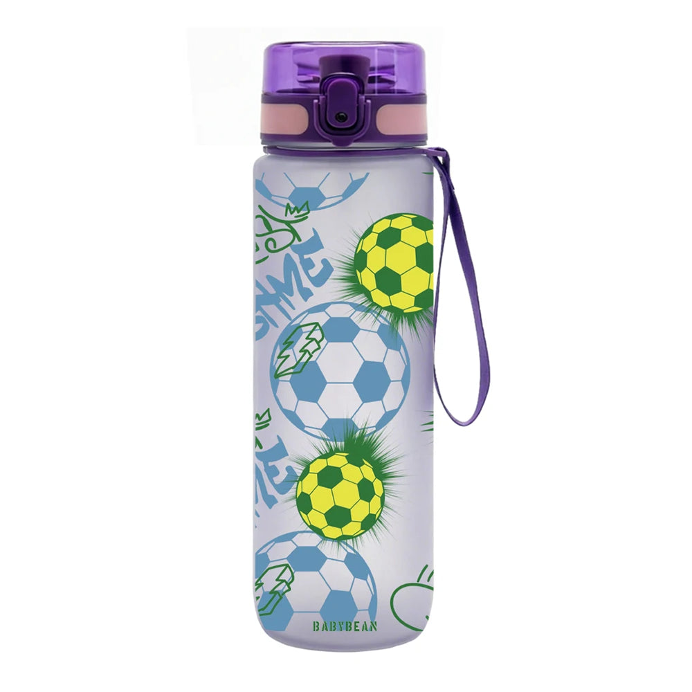 gourde de foot violette avec bouton et couvercle