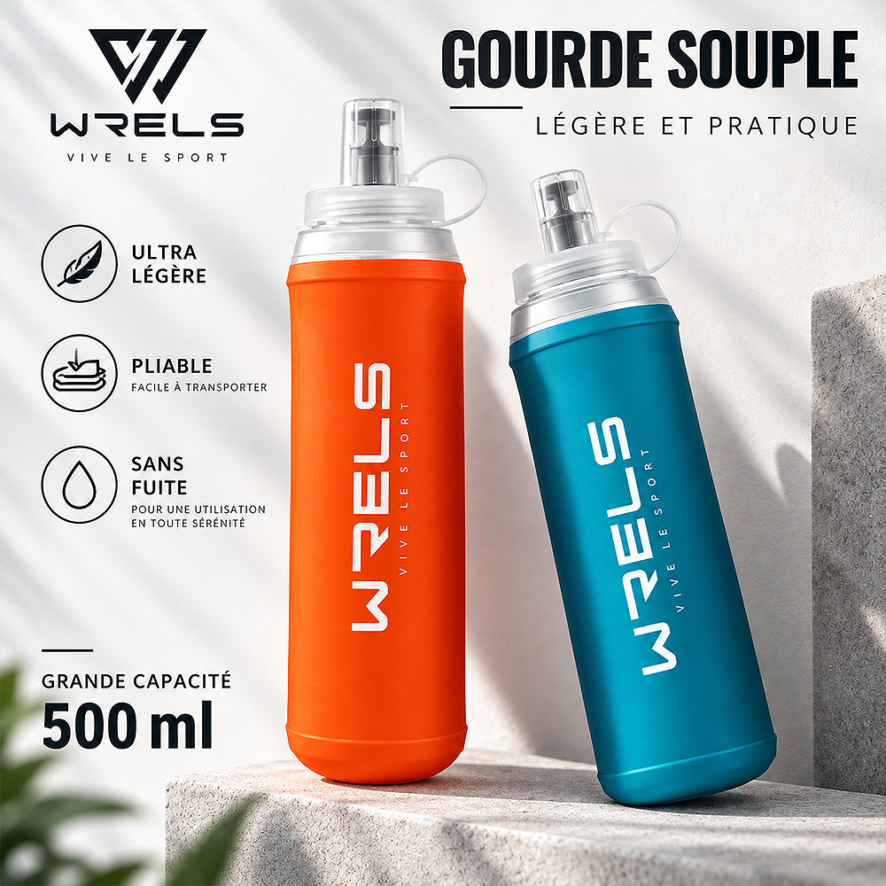 gourde de sport flexible orange 500ml