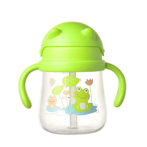 gourde enfant grenouille avec paille et poignée