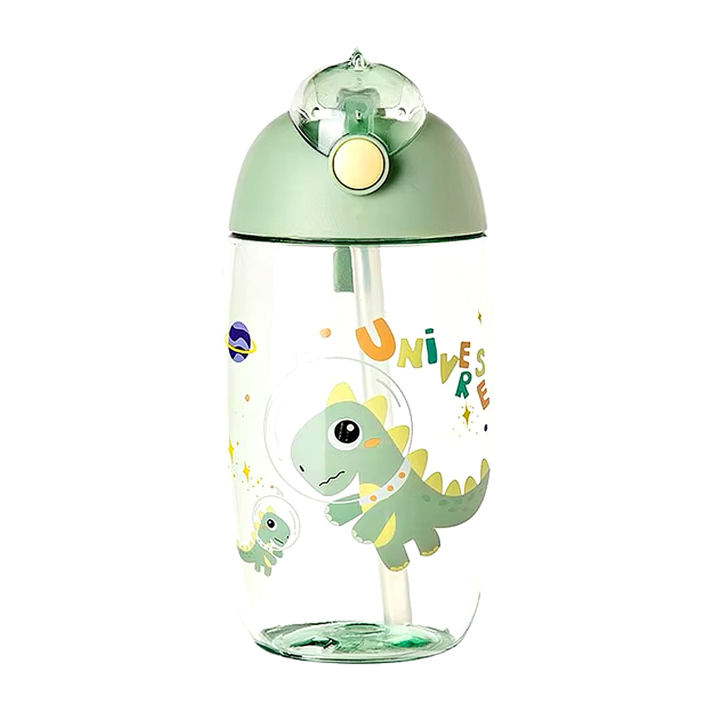 gourde enfant verte design dinosaure avec paille