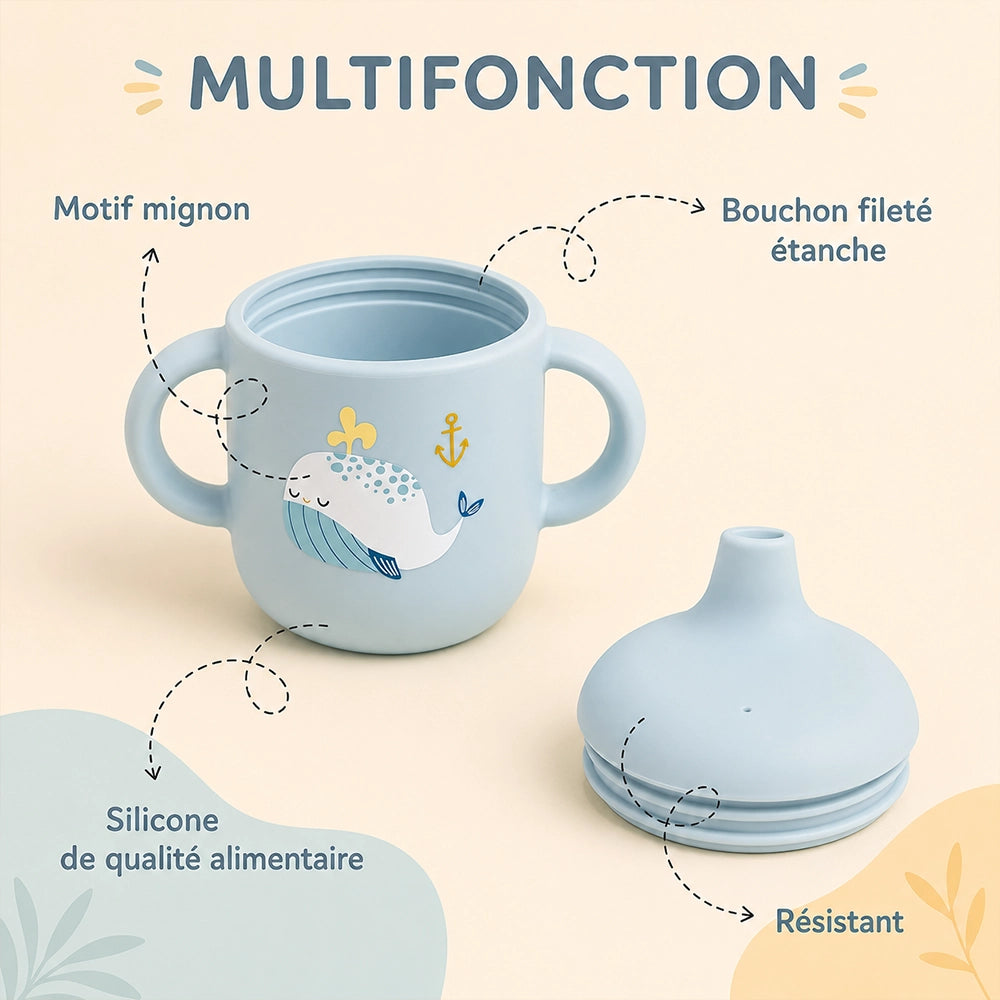 gourde en silicone pour enfant avec couvercle
