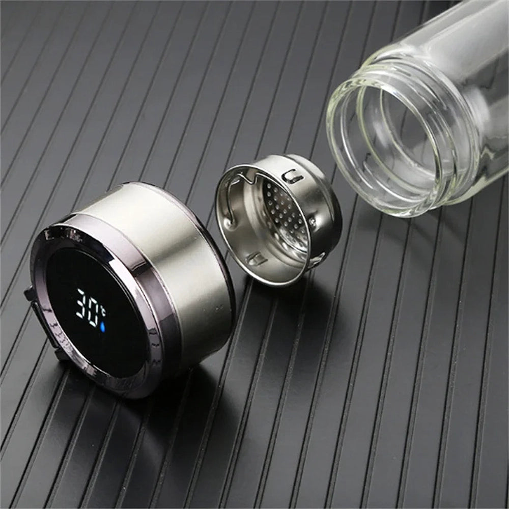 gourde en verre intelligente avec filtre à thé