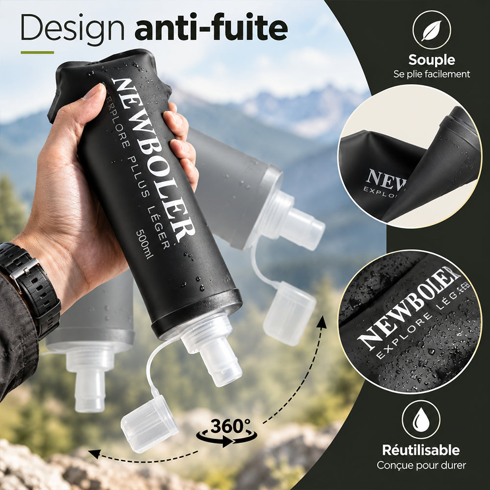 gourde flexible antifuite noire