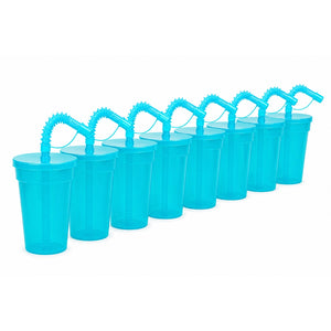 gourde gobelet bleu avec paille et couvercle