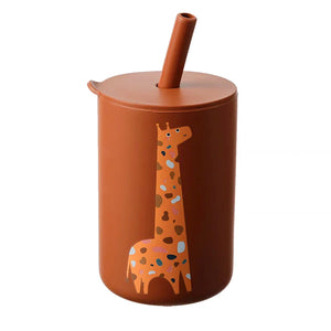 gourde gobelet girafe avec paille