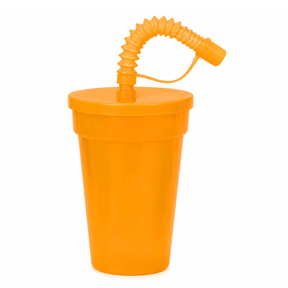 gourde gobelet orange avec paille