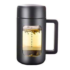 gourde mug en verre avec protection noir