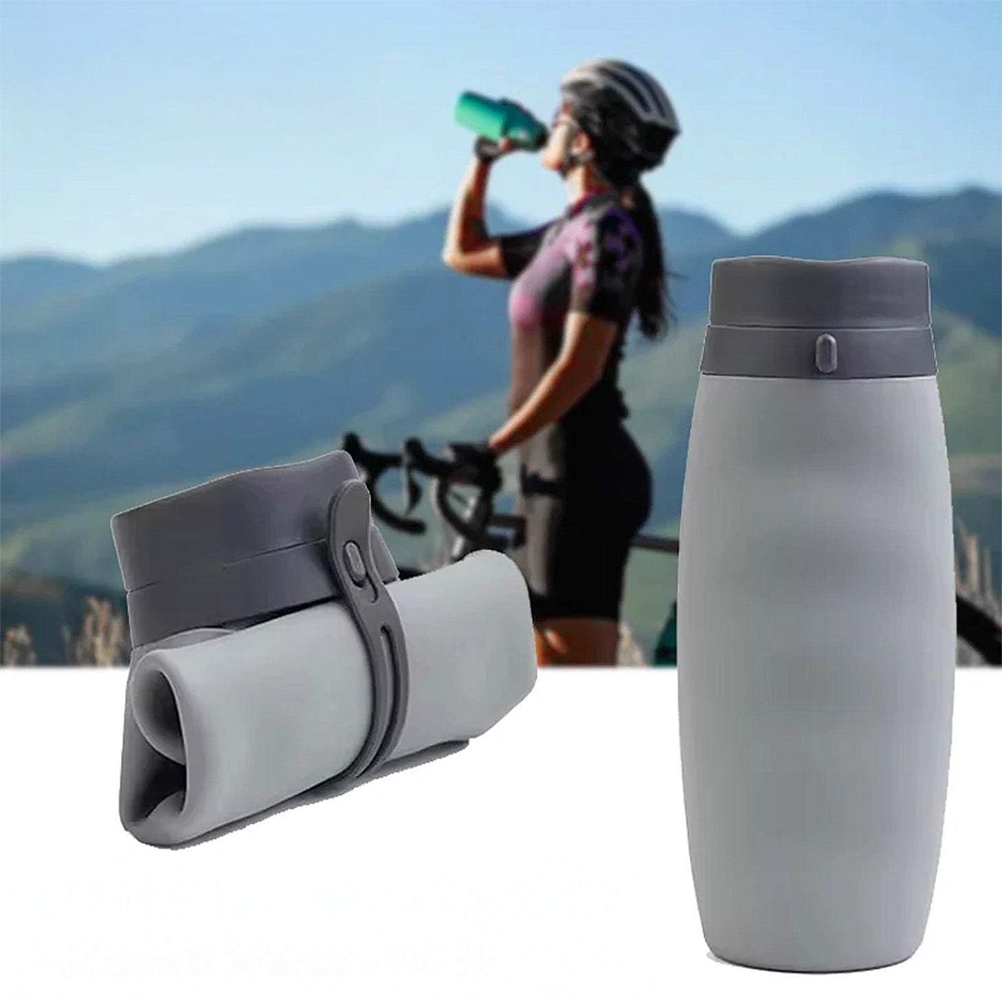 gourde pliable grise de sport