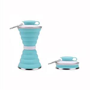 gourde rétractable bleu en silicone