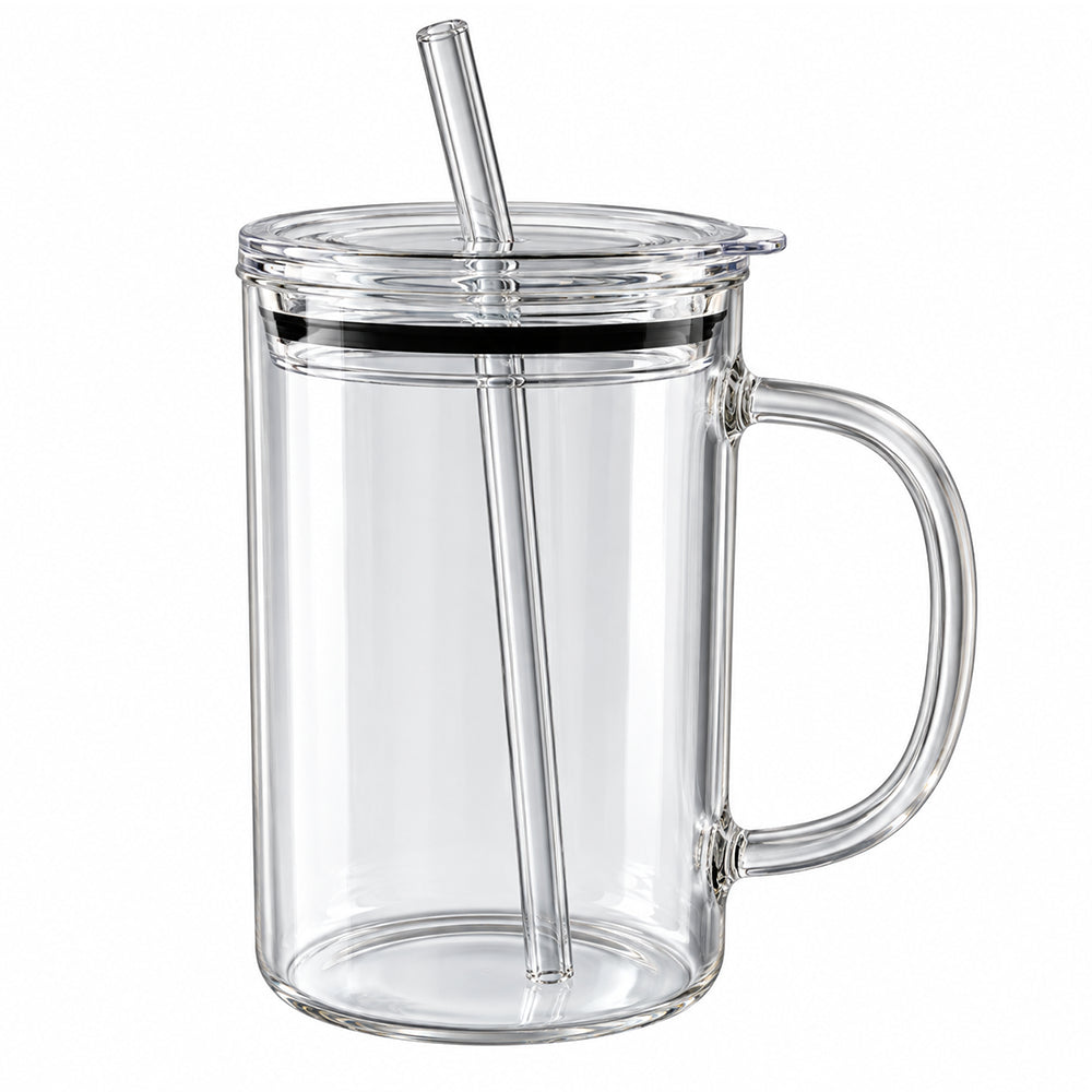 gourde tasse en verre borosilicate avec paille