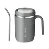 gourde tasse isotherme en inox avec paille