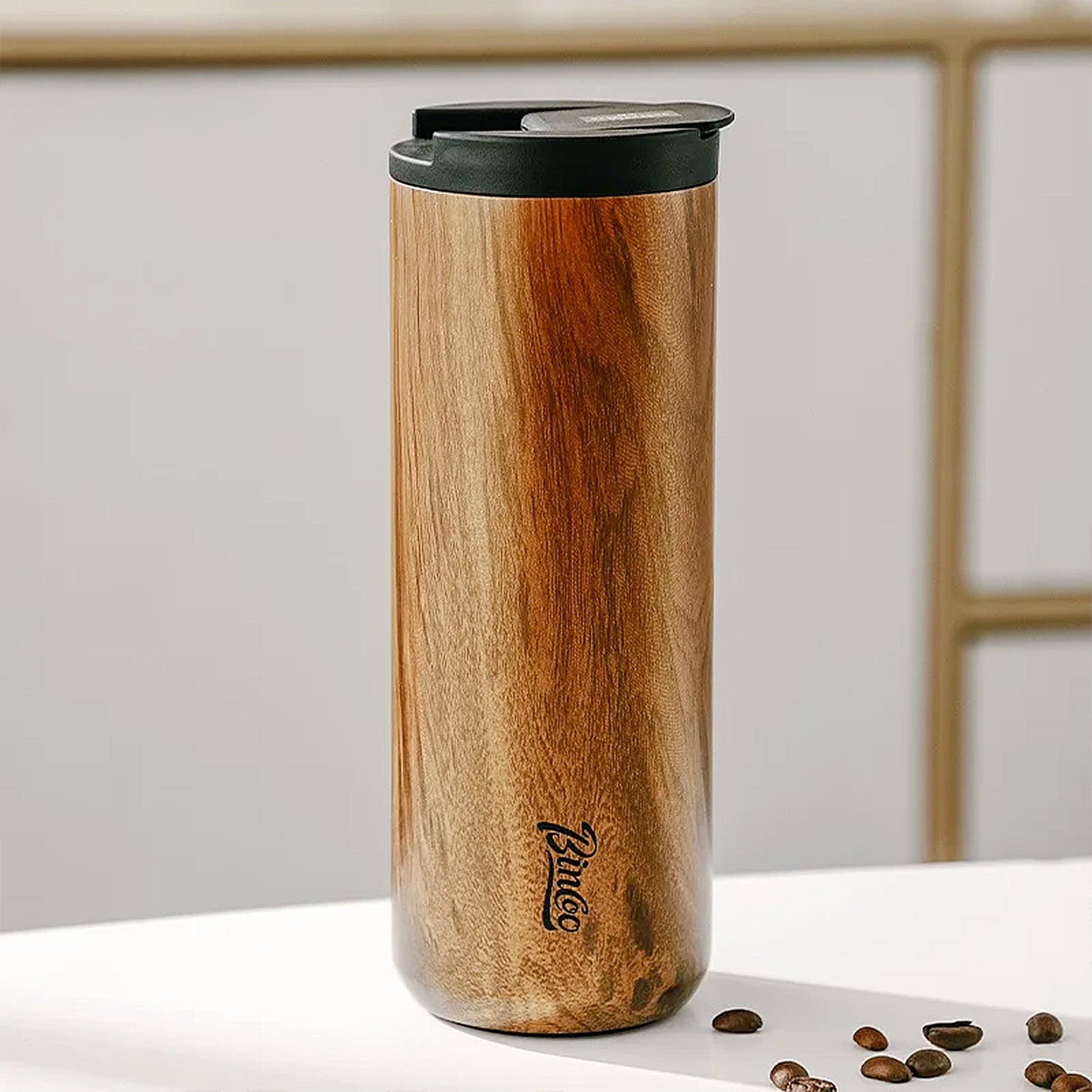 gourde thermos en bois