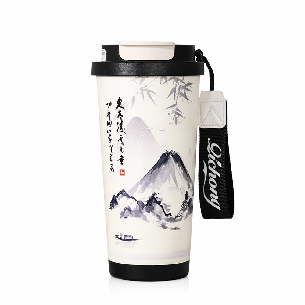 gourde thermos japonais noir avec dragonne
