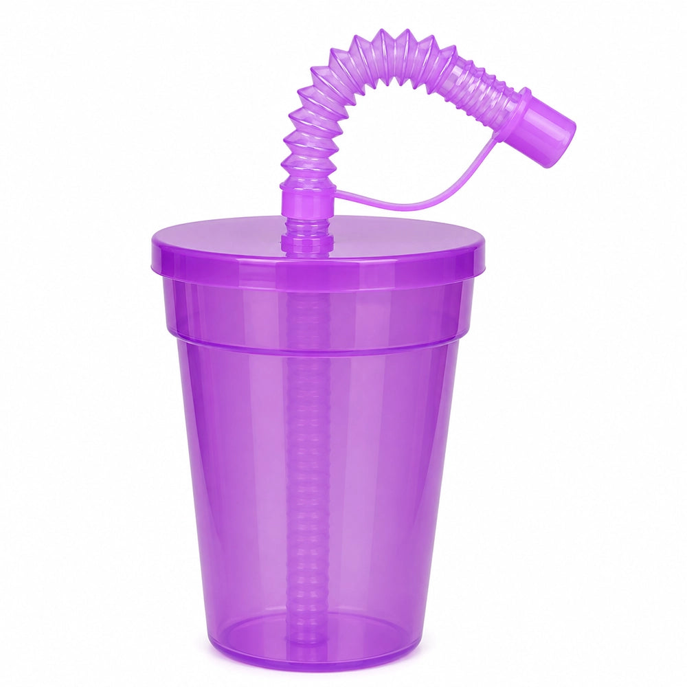 gourde violette avec paille et couvercle