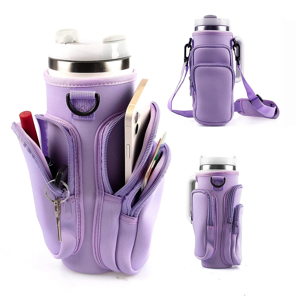 pochette gourde violette avec sangle