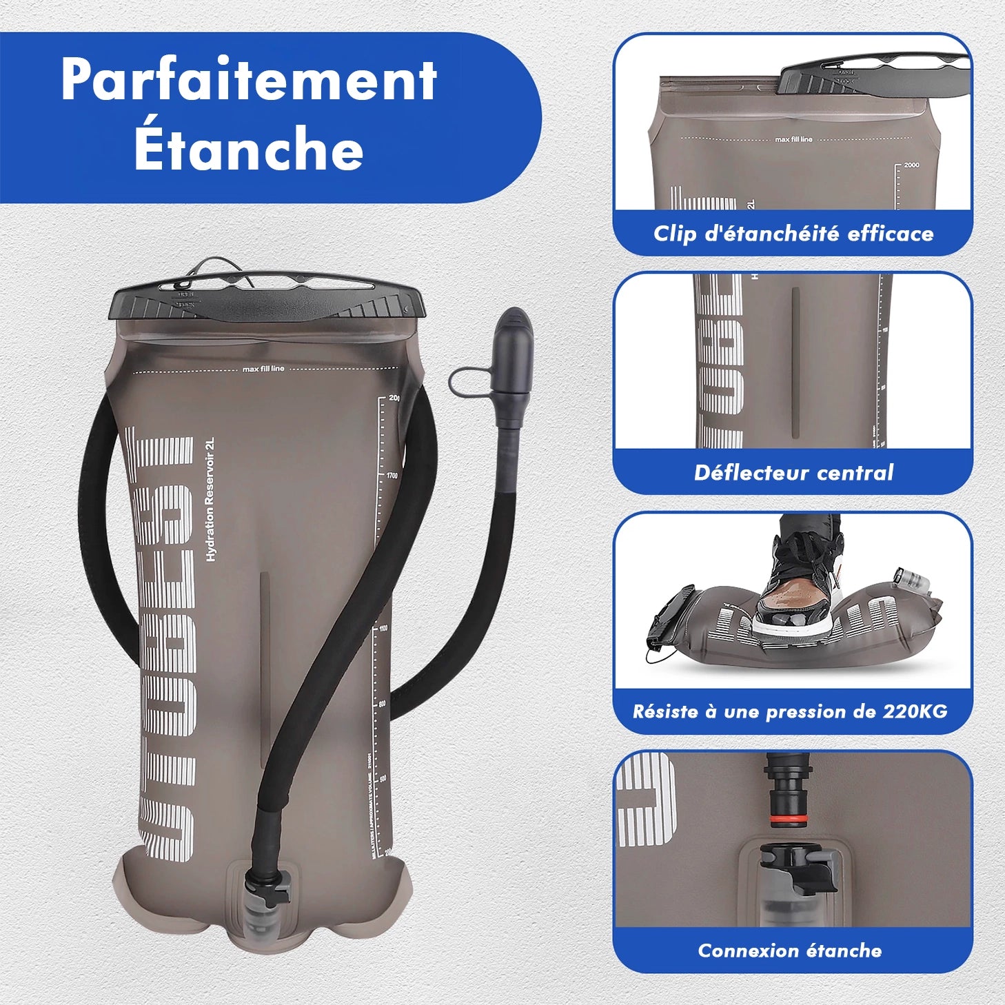 Sac d'hydratation 2L caractéristique