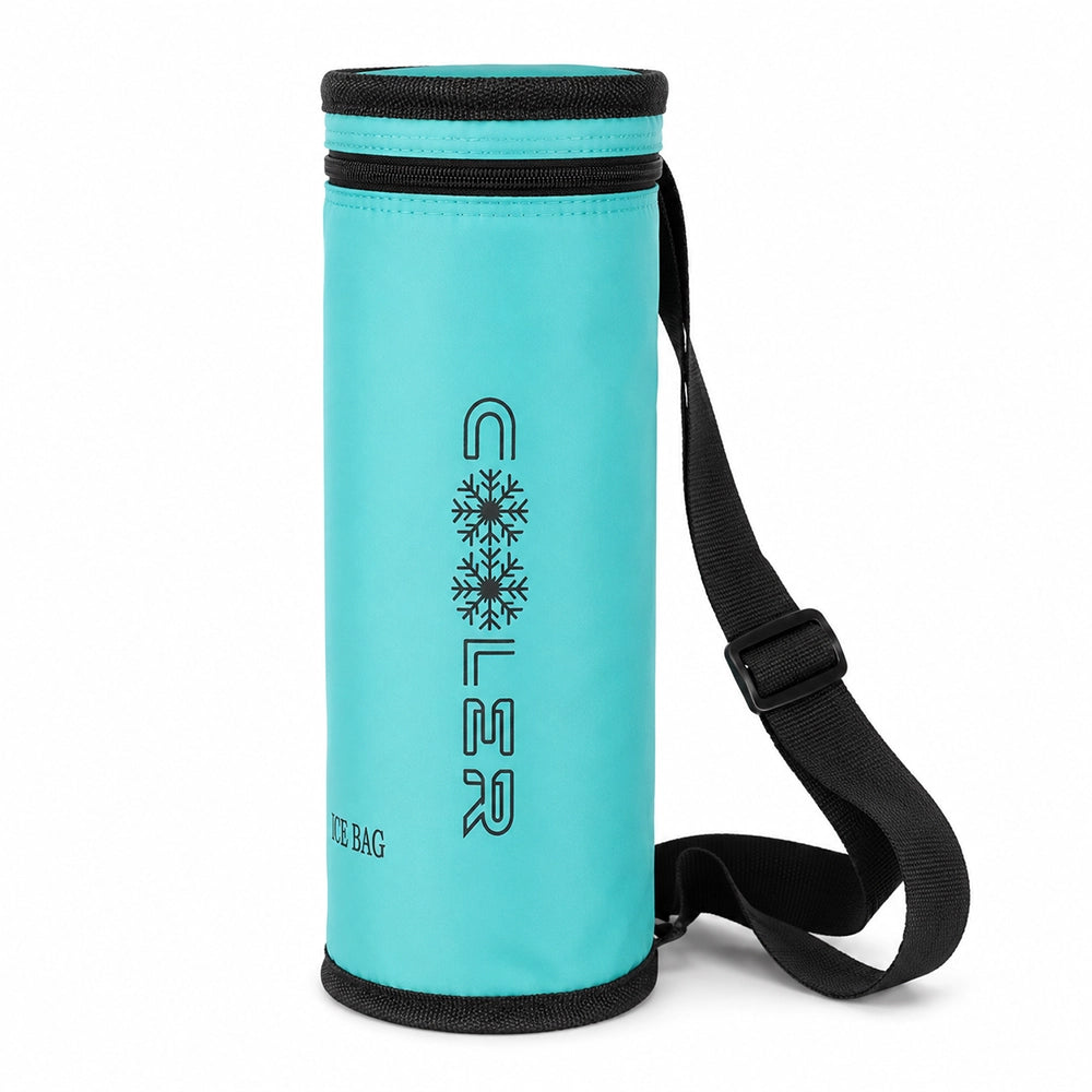 sac de gourde isotherme bleu avec sangle