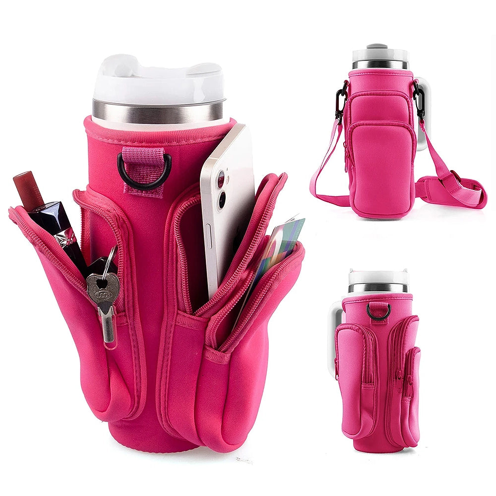 sac pour gourde rose avec sangle