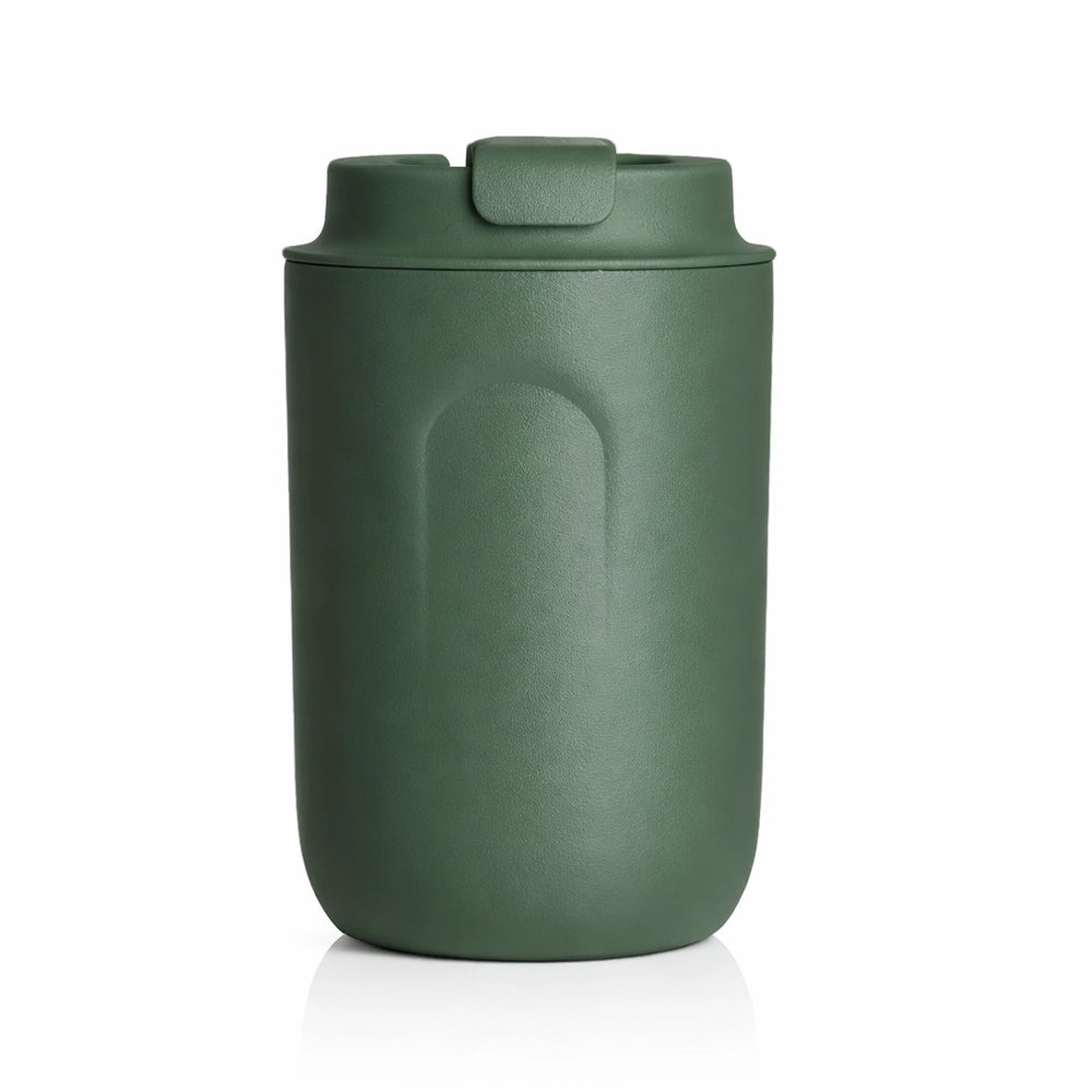 tasse isotherme avec couvercle vert en inox